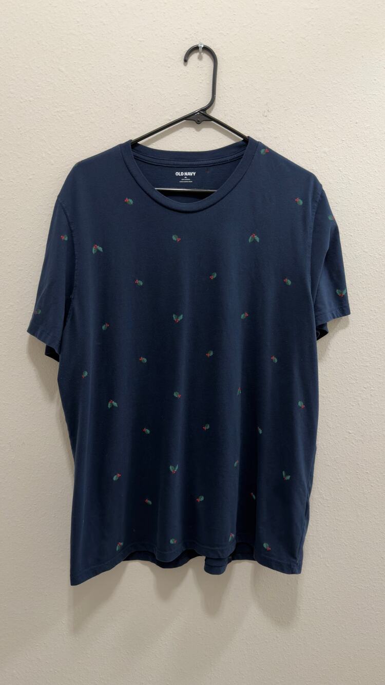 Old Navy "Holly Jolly" Christmas Graphic T-Shirt Men's Size XL Navy Blue